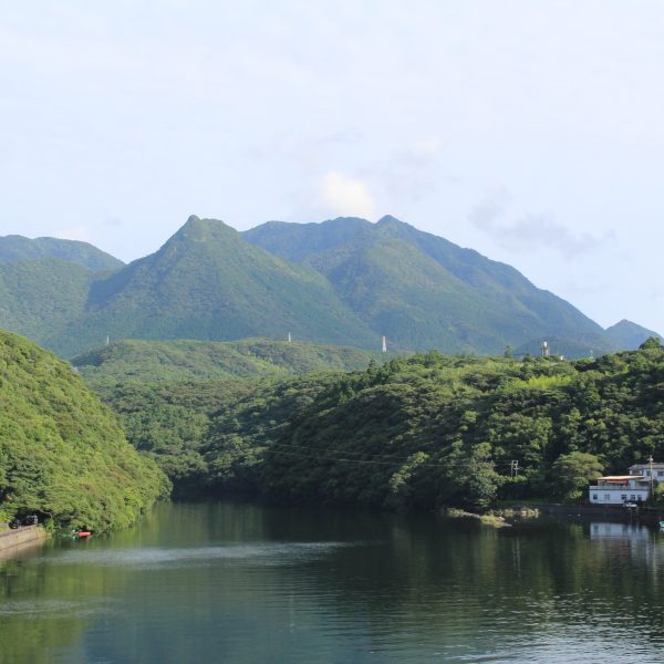 屋久島の山と川の写真